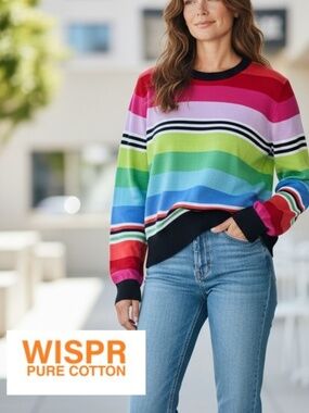 WISPR multi stripe crew neck sweater, M,  CB2646